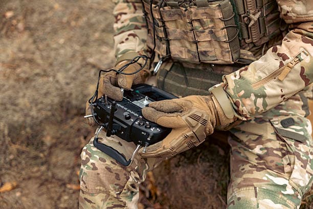 Frontline operator with field equipment in Ukraine